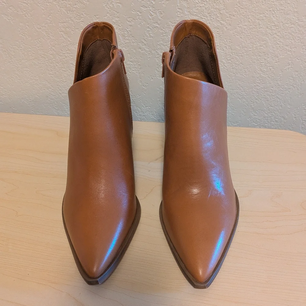 Arezzo Tan Leather Ankle Booties with Pointed Toe - Picture 2 of 12